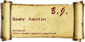 Baahr Jusztin névjegykártya